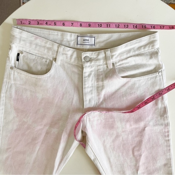 AMI Paris Men’s Tye Dye Straight Leg Jean Pink White 33x34 - Picture 4 of 11